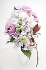 プリザーブドフラワー　紫バラ　花器　