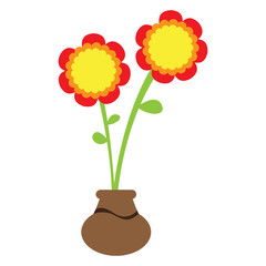 Cute sunflower on a pot