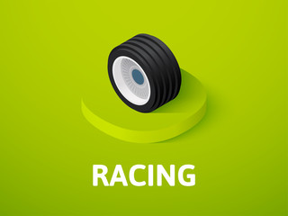 Racing isometric icon, isolated on color background