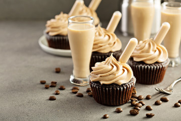 Chocolate espresso cupcakes with irish cream liquor