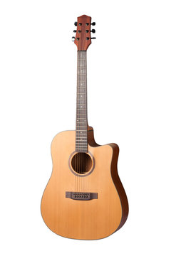 acoustic guitar isolated on white background