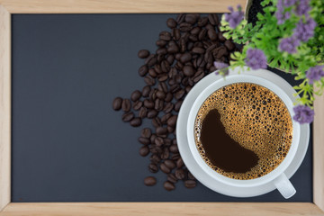 Black coffee in white cup