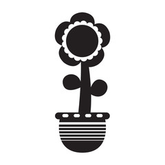 Cute sunflower on a pot silhouette