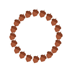 round frame acorn  vector illustration
