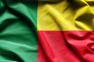 Realistic flag of Benin
