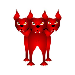 Isolated cerberus. Fantasy creature