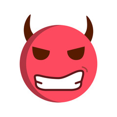 Devil emoticon. Diabolical smiley emoji vector icon