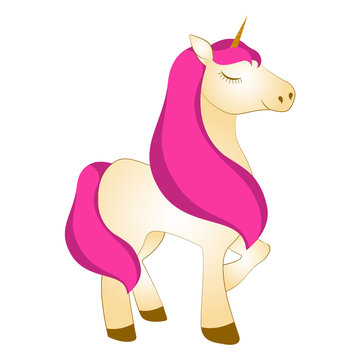 Majestic cute unicorn cartoon character. Fantasy
