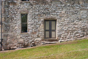 Fototapeta na wymiar an old wall constructed of stone