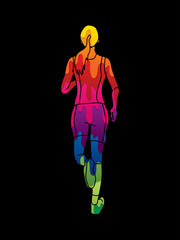 Athlete runner, A woman runner running designed using colorful graphic vector