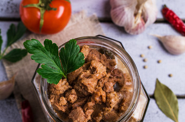Canned stew meat