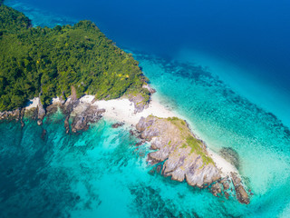 Aerial view of beautiful Cock Burn Island in Myanmar.