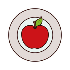 plate with apple  vector illustration