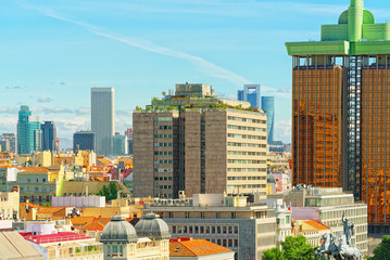 Fototapeta premium Panoramic view from above on the capital of Spain- the city of M