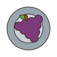 plate with grapes  vector illustration