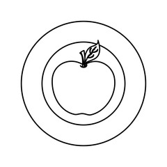 plate with apple  vector illustration