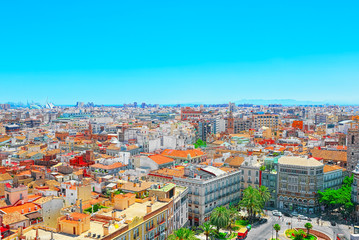 View above on square, Plaza of the Queen  (Placa de la Reina) in