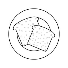 plate with bread vector illustration