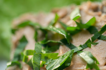 healthy  open sandwich with  selective focus macro
