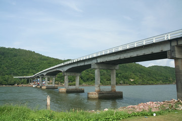 Fototapeta na wymiar Road and Bridge in east region of thaibay thailand