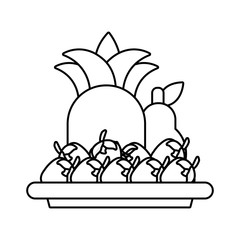 plate with fruits vector illustration
