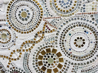 White circular mosaic decoration. Background image.