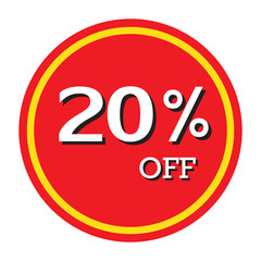 20% OFF Discount Price Tag Isolated Vector