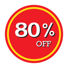 80% OFF Discount Price Tag Isolated Vector