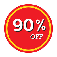 90% OFF Discount Price Tag Isolated Vector