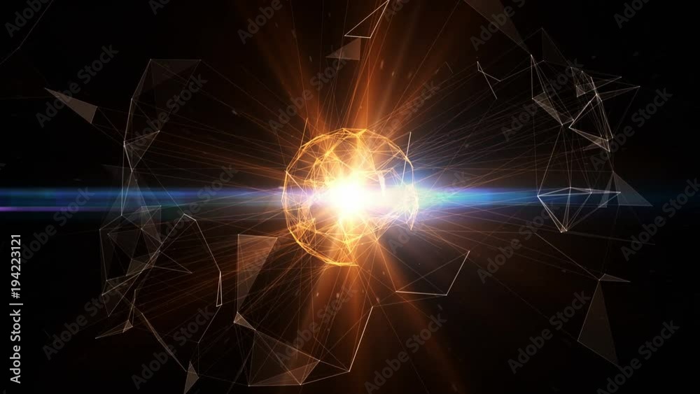 Poster 3d abstract technology over intersections and particles. network of lines with sphere shape. lens fl