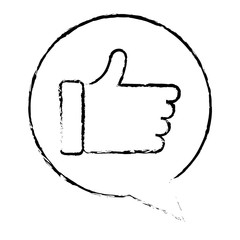 speech bubble with hand like vector illustration design