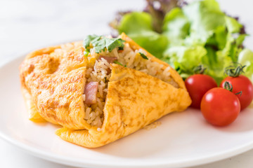 Flavored Fried Rice in an Omelet Wrapping