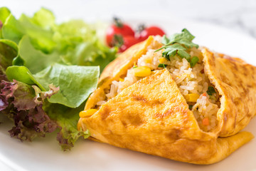 Flavored Fried Rice in an Omelet Wrapping