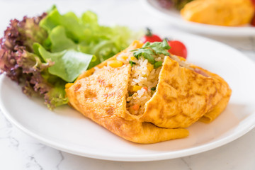 Flavored Fried Rice in an Omelet Wrapping