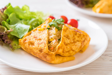 Flavored Fried Rice in an Omelet Wrapping