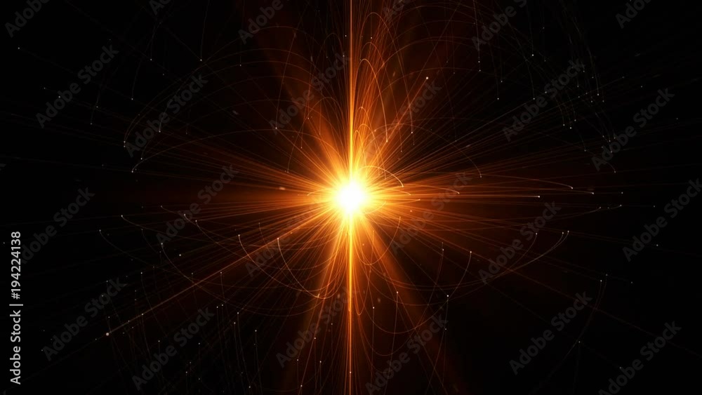 Poster 3D abstract technology over intersections and particles. Network of lines with sphere shape. Lens flare effect.