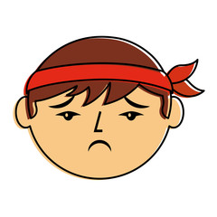 cartoon sad face chinese man vector illustration 