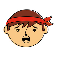 cartoon face chinese man talking unhappy vector illustration 
