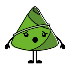 kawaii rice dumpling surprised cartoon vector illustration 