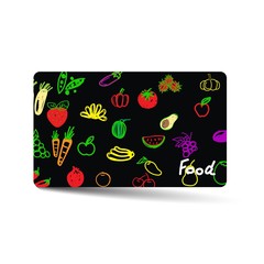 Fototapeta na wymiar Realistic detailed food card design. With inspiration from the abstract. Contact card for company. Two sided black and white on the gray background. Vector illustration. 