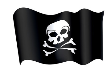 Jolly roger Pirate flag with a skull. Vector illustration.
