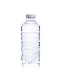 Bottle of drinking water on white isolated background