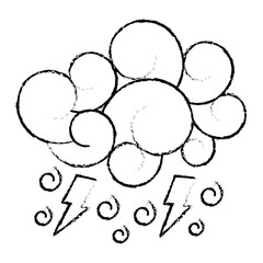 blue cloud lightning raindrops cartoon image vector illustration   sketch style design