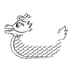 red dragon boat cartoon chinese vector illustration   sketch style design