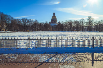 St. Isaac's Cathedral in St. Petersburg in winter