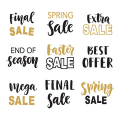 Sale Banner Template Elements. Hand written lettering