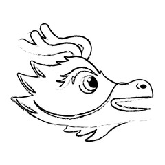 cute head red dragon animal mythological chinese vector illustration   sketch style design