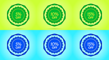 Collection of Green and Blue Sale Badges