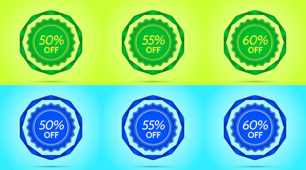 Collection of Green and Blue Sale Badges