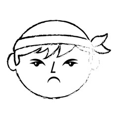cartoon face angry chinese man vector illustration   sketch style design